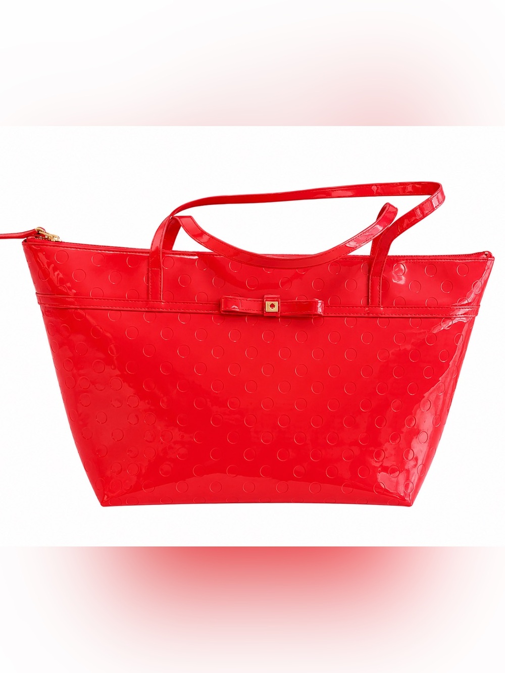 Kate Spade Camillia Red Patent Leather Embossed Tote Shoulder Bag